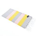 Swan River Series Turkish Towel, Combed Cotton, Grey - Yellow - Pink, 340g - Turkish Towel - MOONESSA Australia