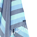 Swan River Series Turkish Towel, Combed Cotton, Navy - Mint - Sky, 340g - Turkish Towel - MOONESSA Australia