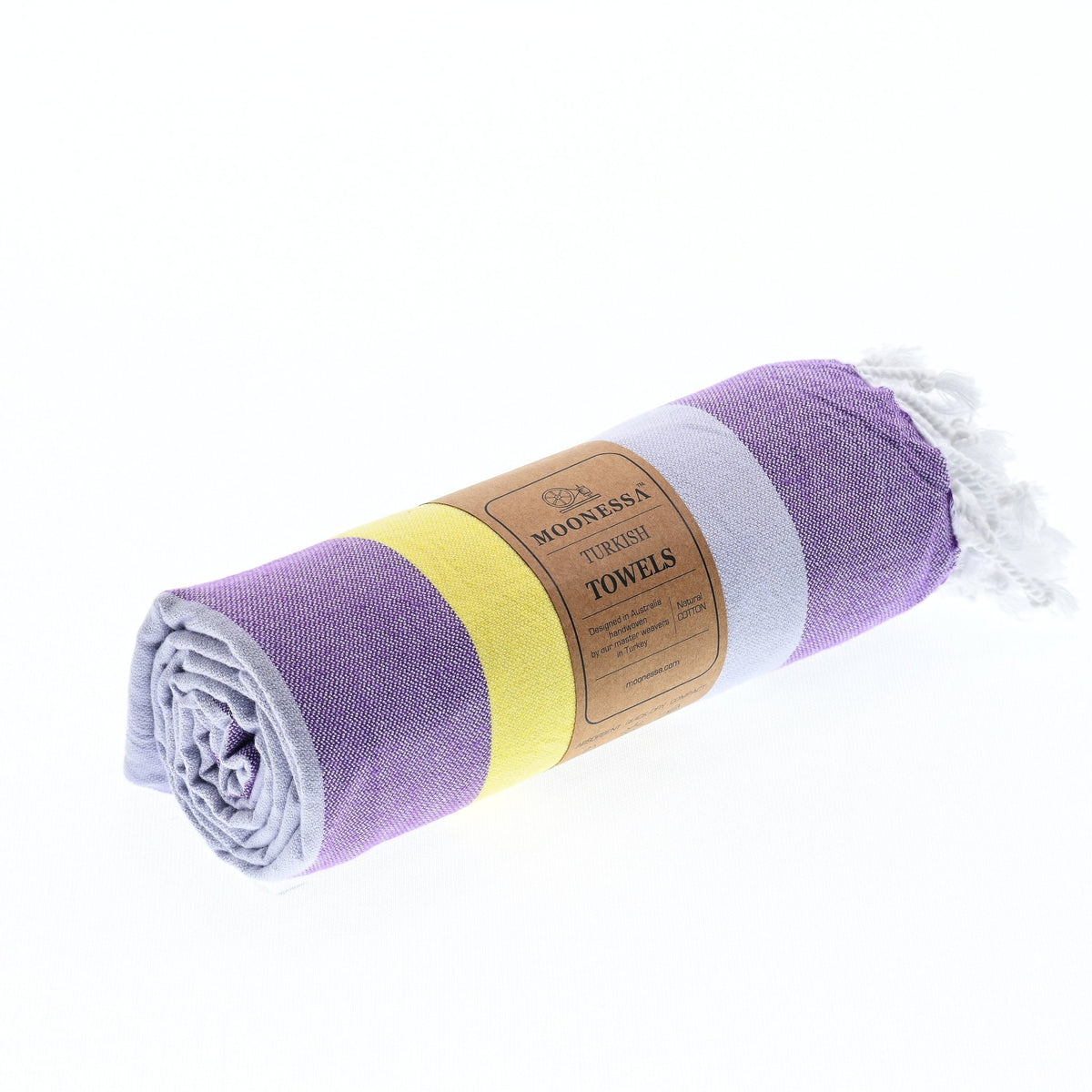 Swan River Series Turkish Towel, Combed Cotton, Purple - Lilac - Yellow, 340g - Turkish Towel - MOONESSA Australia