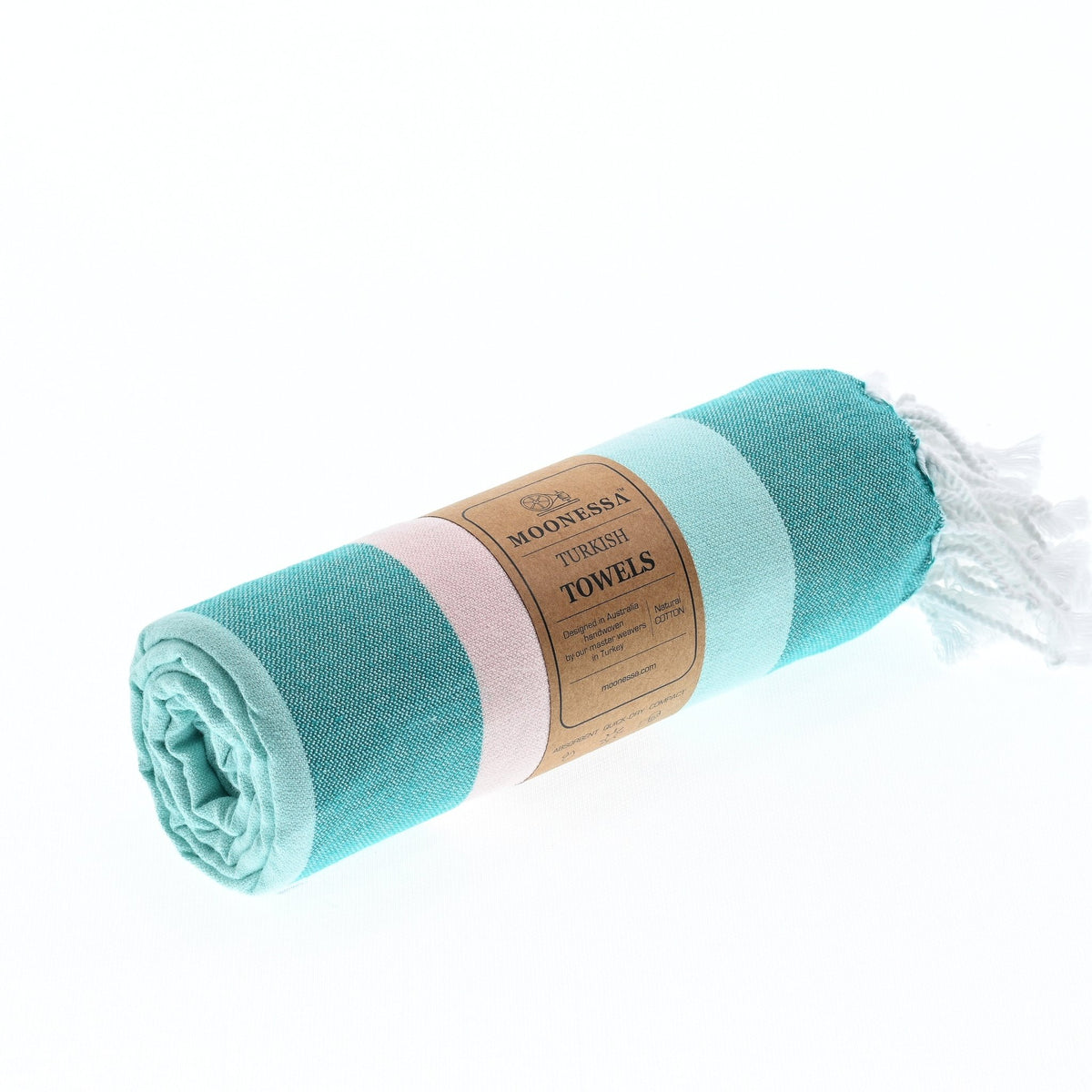 Swan River Series Turkish Towel, Combed Cotton, Teal - Mint - Candy, 340g - Turkish Towel - MOONESSA Australia