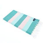 Swan River Series Turkish Towel, Combed Cotton, Teal - Mint - Candy, 340g - Turkish Towel - MOONESSA Australia