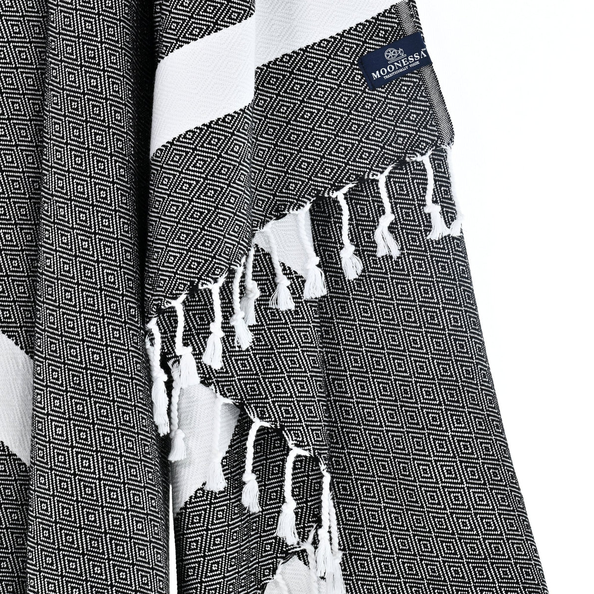 Sydney Series Turkish Towel, Combed Cotton, Black, 410g - Turkish Towel - MOONESSA Australia