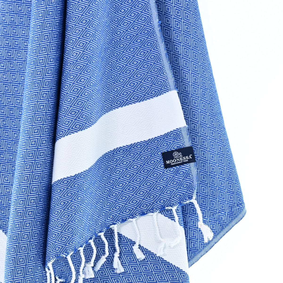 Sydney Series Turkish Towel, Combed Cotton, Royal Blue, 410g - Turkish Towel - MOONESSA Australia