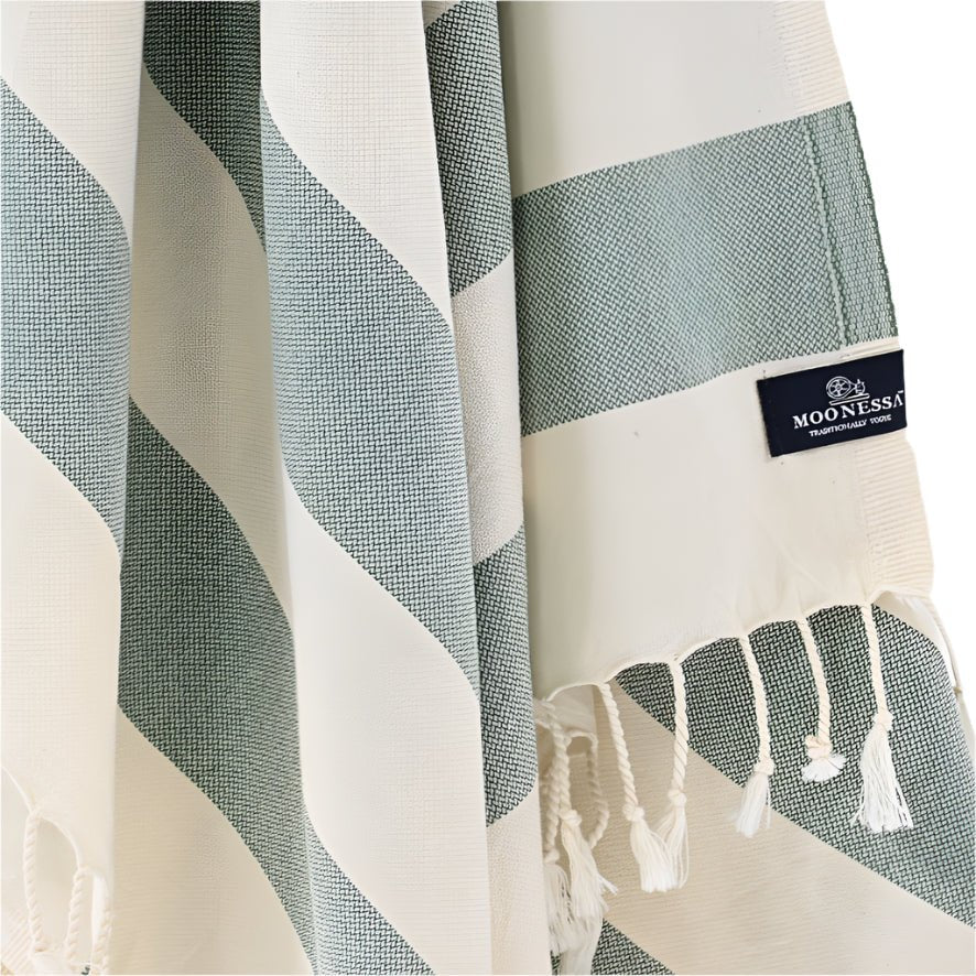 Avalon Series Turkish Towel, Combed Cotton, Ecru - Khaki Grey, 340g - Turkish Towel - MOONESSA Australia