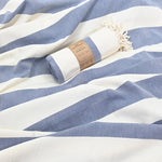 Avalon Series Turkish Towel, Combed Cotton, Ecru - Navy, 340g - Turkish Towel - MOONESSA Australia