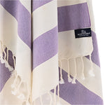 Avalon Series Turkish Towel, Combed Cotton, Ecru - Purple, 340g - Turkish Towel - MOONESSA Australia