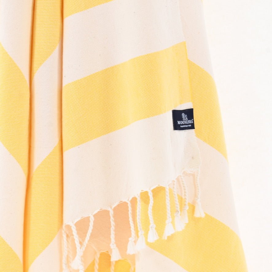 Avalon Series Turkish Towel, Combed Cotton, Ecru - Yellow, 340g - Turkish Towel - MOONESSA Australia