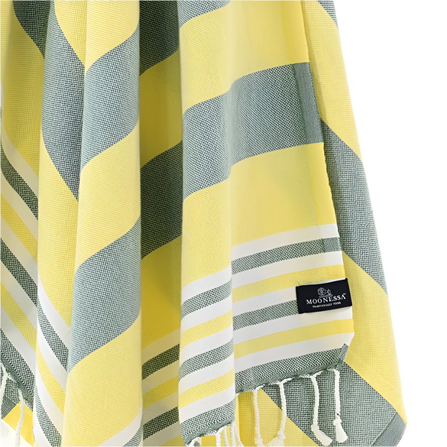 Bondi Beach Series Turkish Towel, Combed Cotton, Khaki - Yellow, 340g - Turkish Towel - MOONESSA Australia