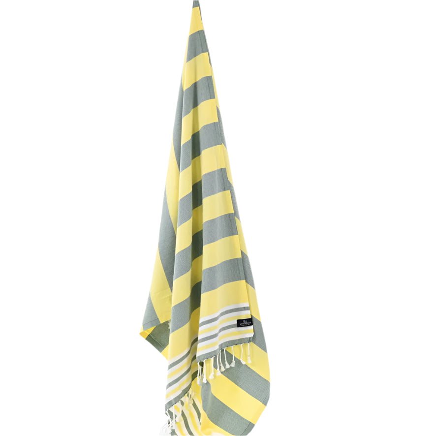 Bondi Beach Series Turkish Towel, Combed Cotton, Khaki - Yellow, 340g - Turkish Towel - MOONESSA Australia