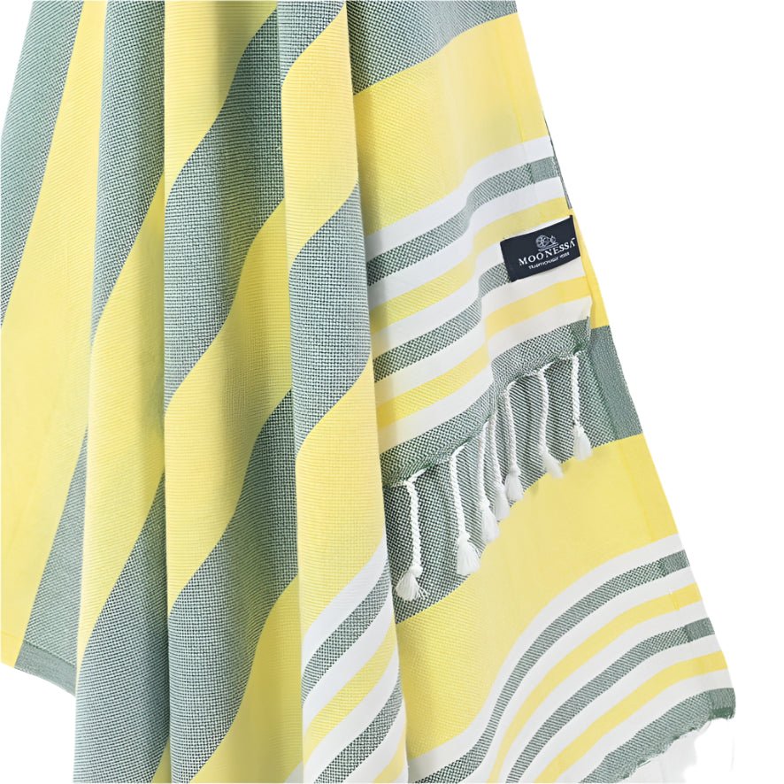 Bondi Beach Series Turkish Towel, Combed Cotton, Khaki - Yellow, 340g - Turkish Towel - MOONESSA Australia