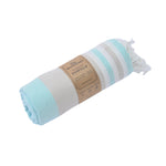 Bondi Beach Series Turkish Towel, Combed Cotton, Mint - Beige, 340g - Turkish Towel - MOONESSA Australia