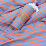 Dublin Series Turkish Towel, Combed Cotton, Blue - Orange, 380g - Turkish Towel - MOONESSA Australia
