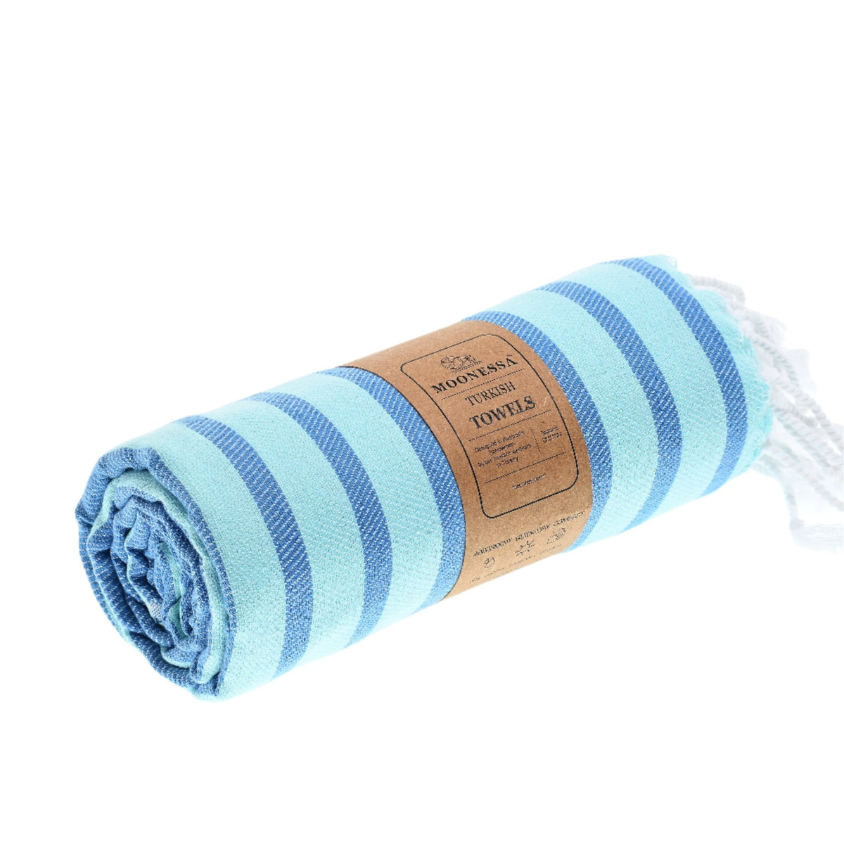 Dublin Series Turkish Towel, Combed Cotton, Navy - Mint, 380g - Turkish Towel - MOONESSA Australia