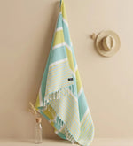 Gold Coast Series Turkish Towel, Combed Cotton, Mint - Mustard, 450g - Turkish Towel - MOONESSA Australia