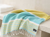 Gold Coast Mint Mustard midweight Turkish towel in a warm coastal bathroom