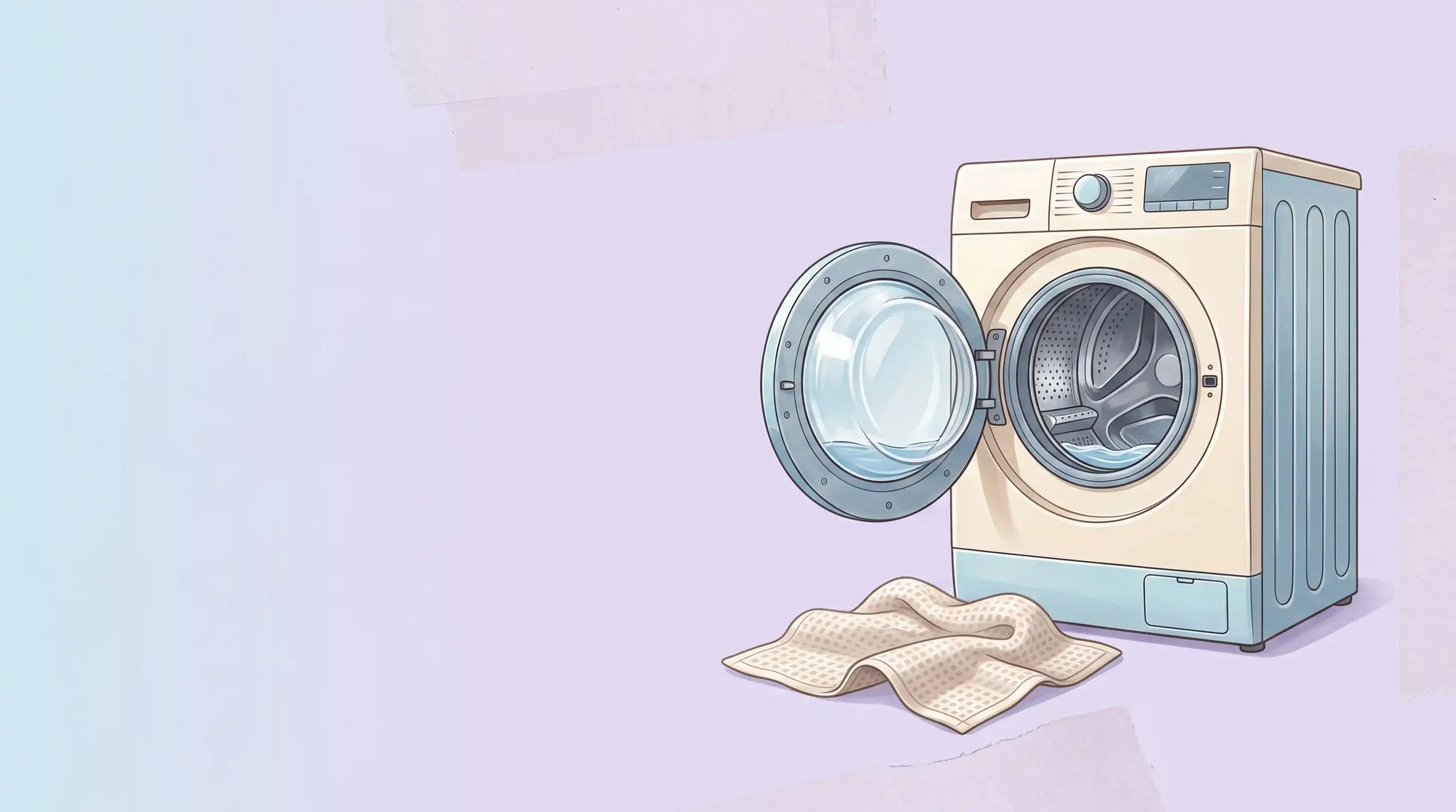 Moonessa product care guide banner showing washing machine for Turkish towels and hooded poncho towels