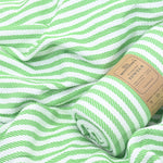 Oxford Series Turkish Towel, Combed Cotton, Apple Green - White, 430g - Turkish Towel - MOONESSA Australia
