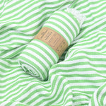 Oxford Series Turkish Towel, Combed Cotton, Apple Green - White, 430g - Turkish Towel - MOONESSA Australia