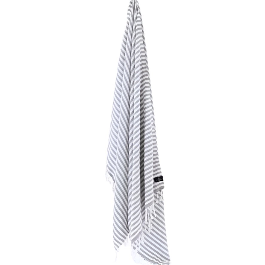 Oxford Series Turkish Towel, Combed Cotton, Grey - White, 430g - Turkish Towel - MOONESSA Australia