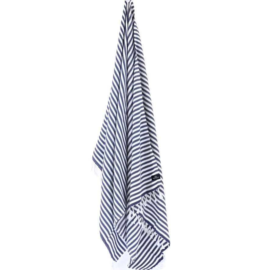 Oxford Series Turkish Towel, Combed Cotton, Navy - White, 430g - Turkish Towel - MOONESSA Australia