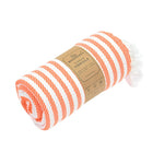 Oxford Series Turkish Towel, Combed Cotton, Orange - White, 430g - Turkish Towel - MOONESSA Australia