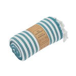 Oxford Series Turkish Towel, Combed Cotton, Teal - White, 430g - Turkish Towel - MOONESSA Australia