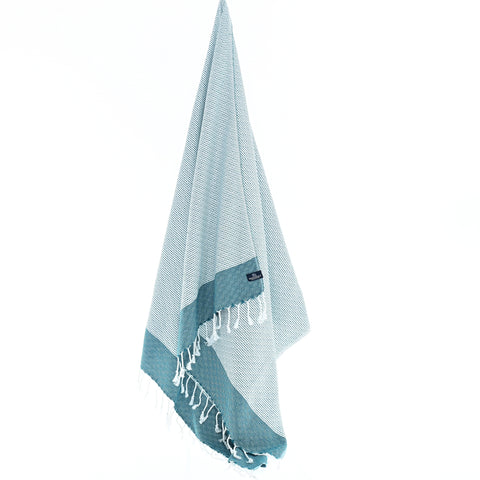 Turkish Towel, Beach Bath Towel, Moonessa Milan Series, Handwoven, Combed Natural Cotton, 410g, Teal, hanging