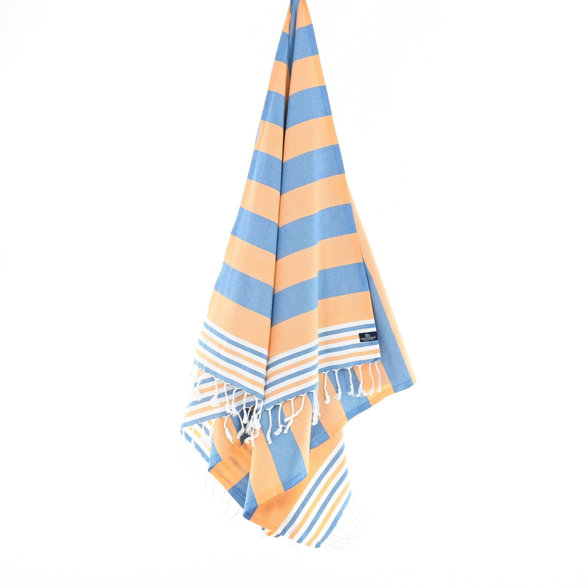 Bondi Beach Series Turkish Towel, Combed Cotton, Blue - Orange, 340g - Turkish Towel - MOONESSA Australia