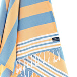 Bondi Beach Series Turkish Towel, Combed Cotton, Blue - Orange, 340g - Turkish Towel - MOONESSA Australia