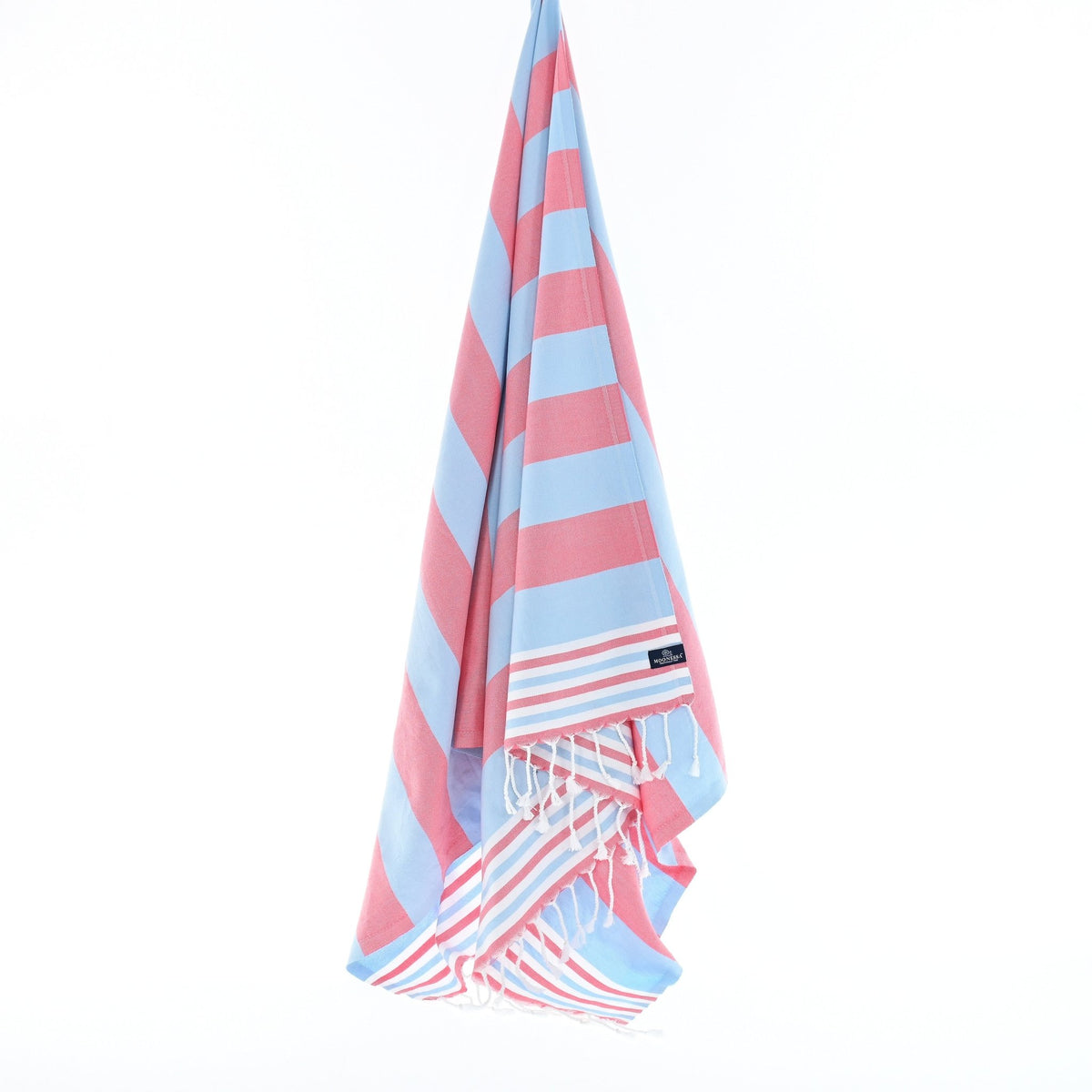 Bondi Beach Series Turkish Towel, Combed Cotton, Coral - Sky, 340g - Turkish Towel - MOONESSA Australia