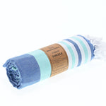 Bondi Beach Series Turkish Towel, Combed Cotton, Navy - Mint, 340g - Turkish Towel - MOONESSA Australia
