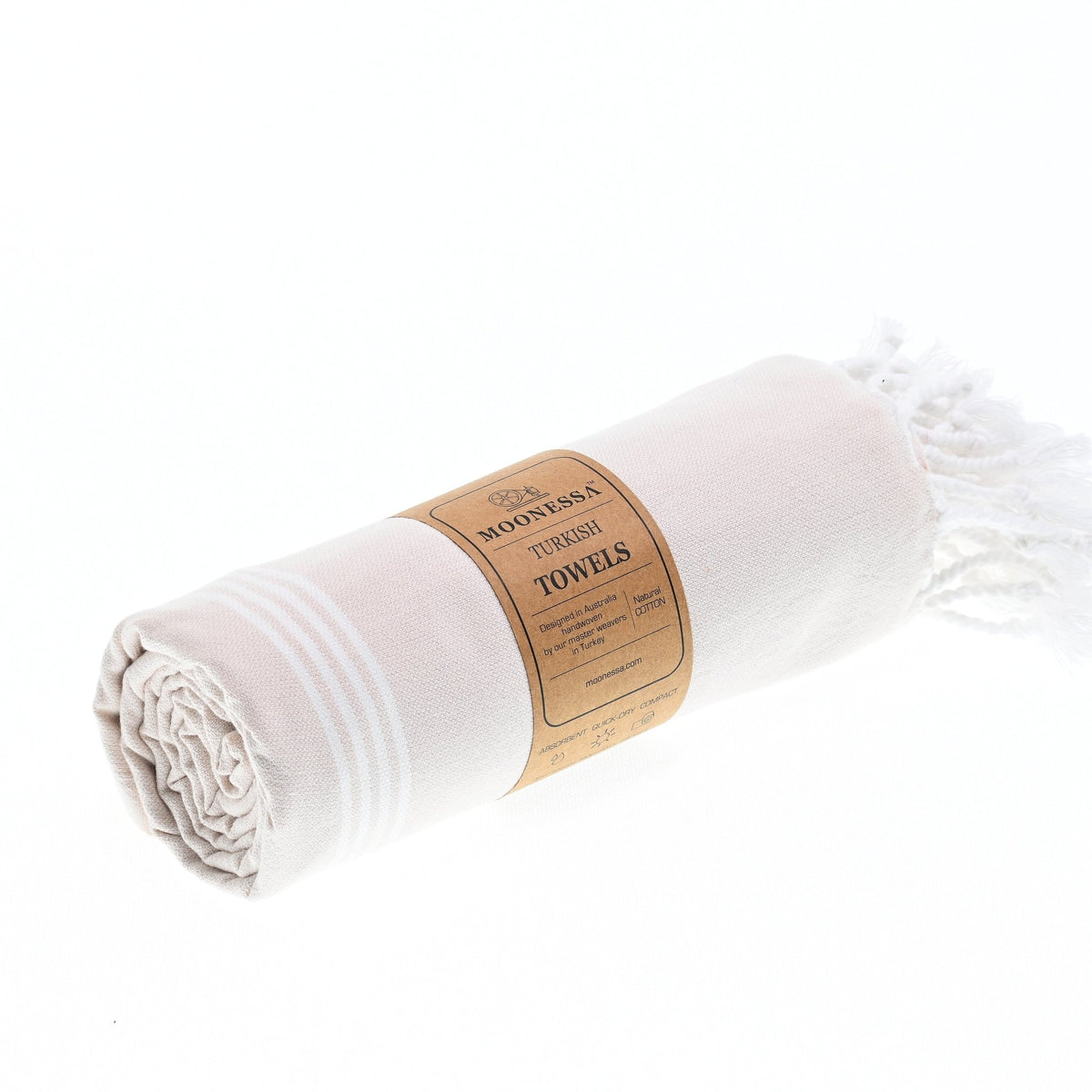 Buldan Series Turkish Towel, Combed Cotton, Beige, 340g - Turkish Towel - MOONESSA Australia