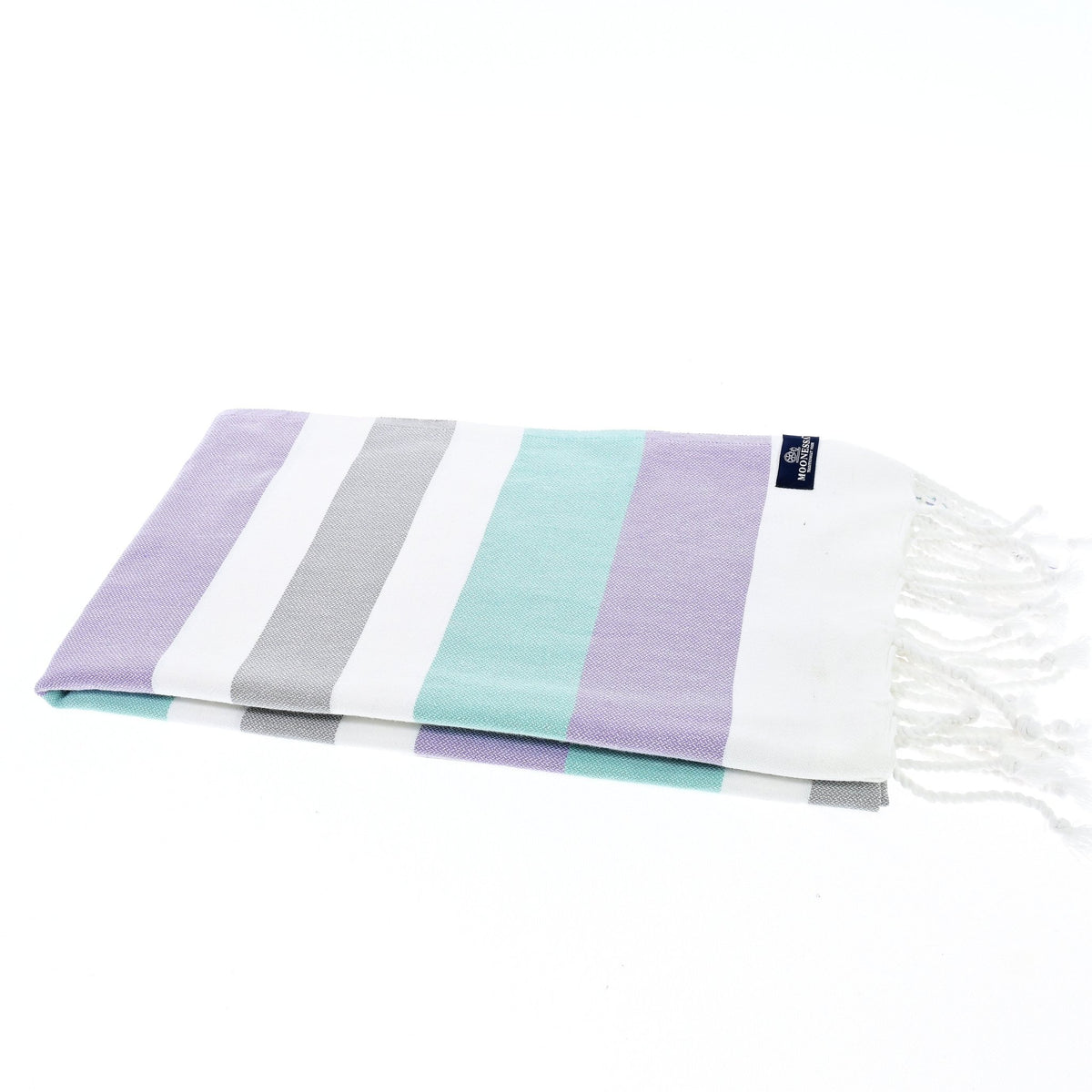 Fremantle Series Turkish Towel, Combed Cotton, Lilac - Mint - Grey, 340g - Turkish Towel - MOONESSA Australia