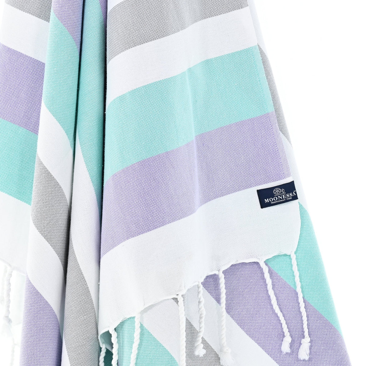 Fremantle Series Turkish Towel, Combed Cotton, Lilac - Mint - Grey, 340g - Turkish Towel - MOONESSA Australia