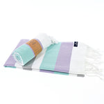 Fremantle Series Turkish Towel, Combed Cotton, Lilac - Mint - Grey, 340g - Turkish Towel - MOONESSA Australia