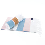 Fremantle Series Turkish Towel, Combed Cotton, Pink - Blue - Grey, 340g - Turkish Towel - MOONESSA Australia