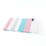 Fremantle Series Turkish Towel, Combed Cotton, Pink - Turquoise - Grey, 340g - Turkish Towel - MOONESSA Australia