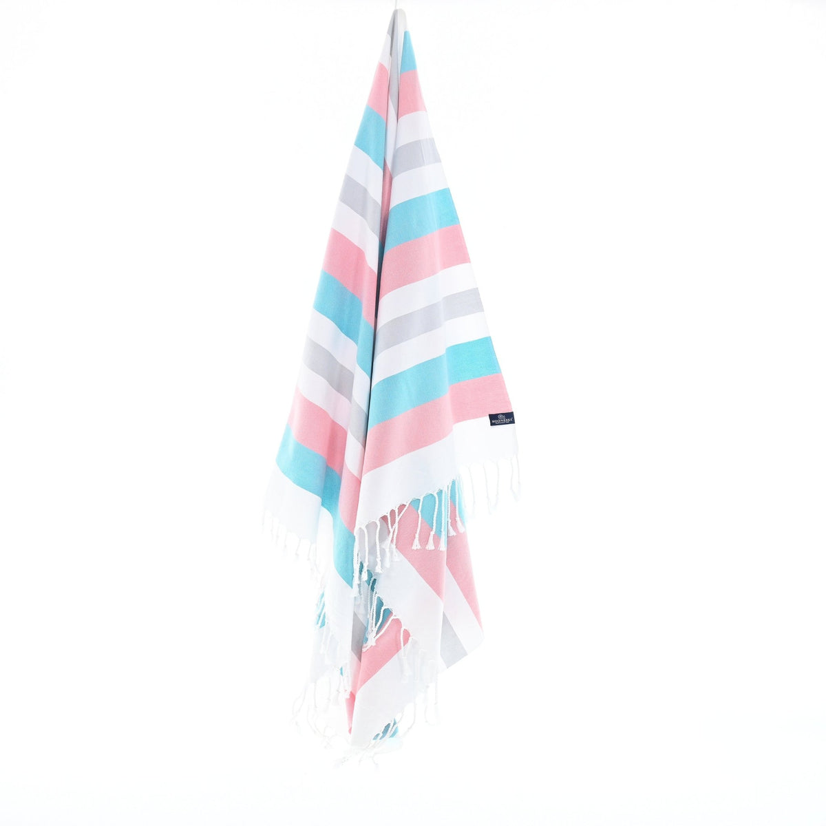 Fremantle Series Turkish Towel, Combed Cotton, Pink - Turquoise - Grey, 340g - Turkish Towel - MOONESSA Australia