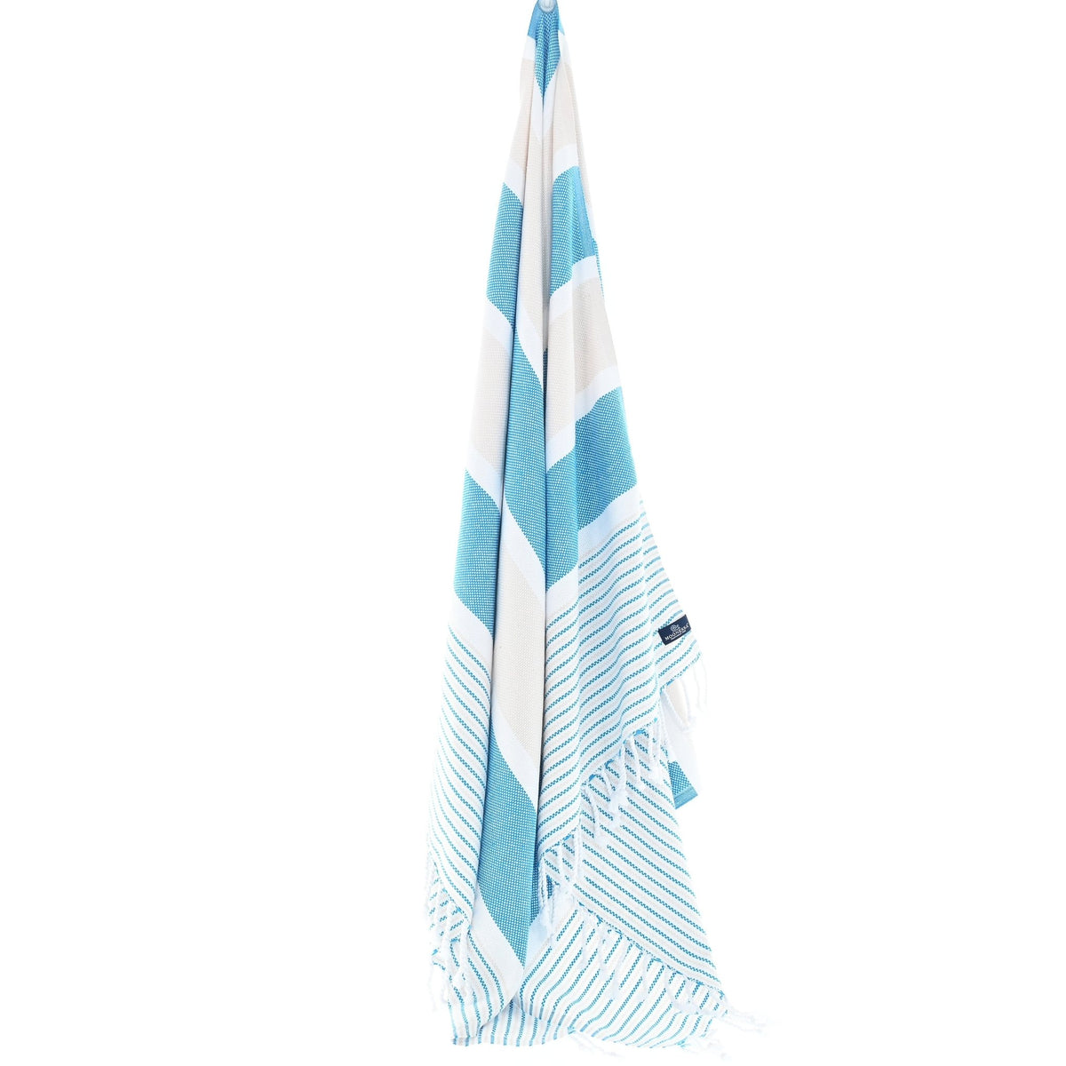 Gold Coast Series Turkish Towel, Combed Cotton, Aqua - Beige, 450g - Turkish Towel - MOONESSA Australia