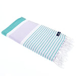 Gold Coast Series Turkish Towel, Combed Cotton, Lilac - Teal, 450g - Turkish Towel - MOONESSA Australia