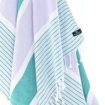 Gold Coast Series Turkish Towel, Combed Cotton, Lilac - Teal, 450g - Turkish Towel - MOONESSA Australia