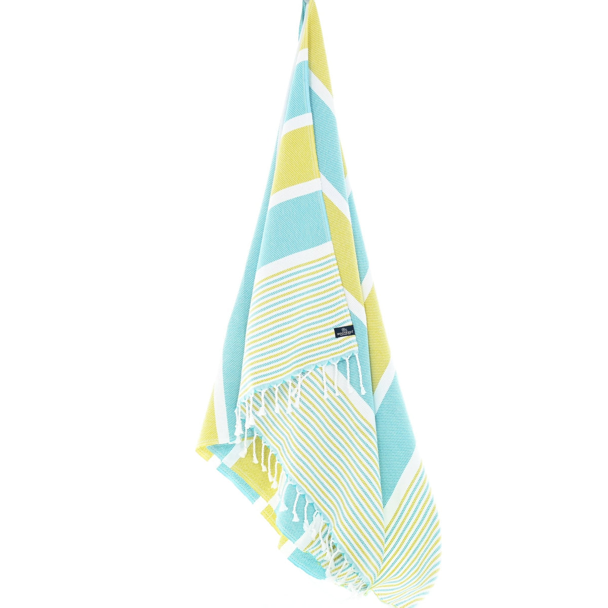 Gold Coast Series Turkish Towel, Combed Cotton, Mint - Mustard, 450g - Turkish Towel - MOONESSA Australia