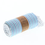 Gold Coast Series Turkish Towel, Combed Cotton, Navy - Aqua, 450g - Turkish Towel - MOONESSA Australia