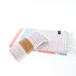Gold Coast Series Turkish Towel, Combed Cotton, Orange - Blue, 450g - Turkish Towel - MOONESSA Australia