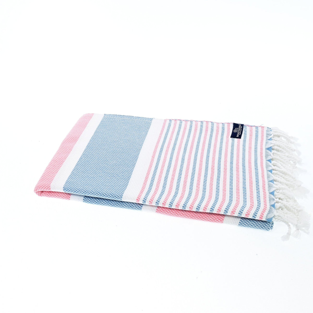 Gold Coast Series Turkish Towel, Combed Cotton, Pink - Blue, 450g - Turkish Towel - MOONESSA Australia