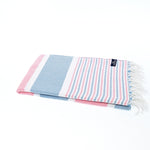 Gold Coast Series Turkish Towel, Combed Cotton, Pink - Blue, 450g - Turkish Towel - MOONESSA Australia