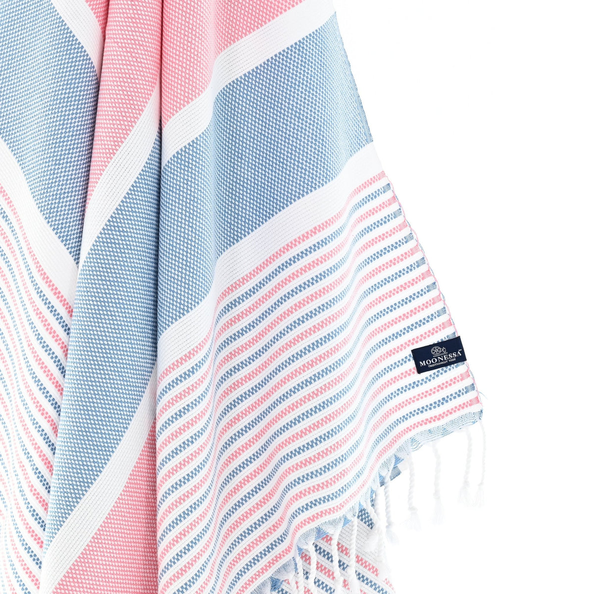 Gold Coast Series Turkish Towel, Combed Cotton, Pink - Blue, 450g - Turkish Towel - MOONESSA Australia