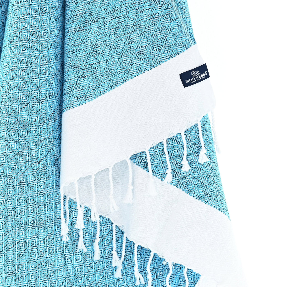 Madrid Series Turkish Towel, Combed Cotton, Turquoise, 430g - Turkish Towel - MOONESSA Australia