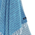 Nairobi Series Turkish Towel, Combed Cotton, Navy - Aqua, 450g - Turkish Towel - MOONESSA Australia