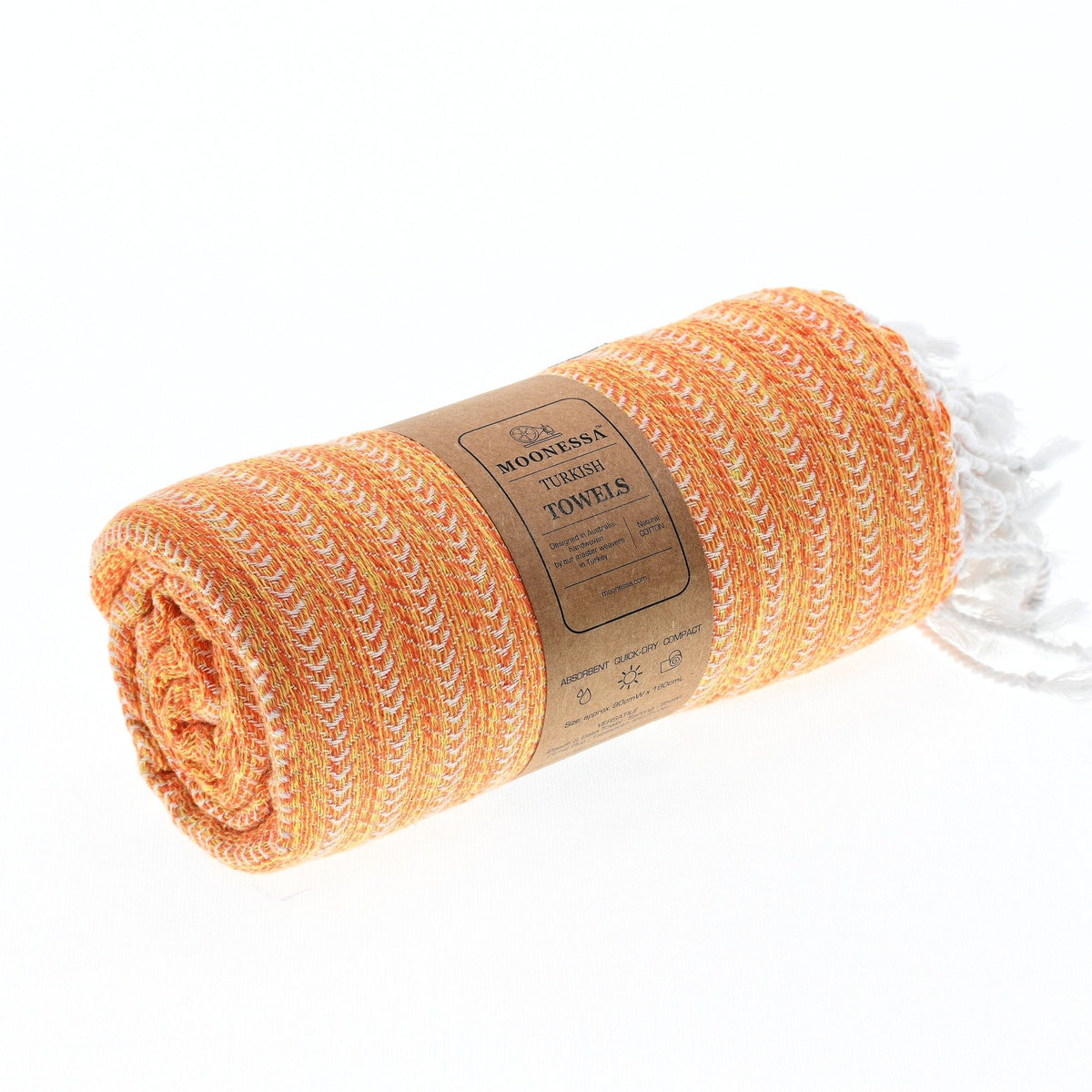 Nairobi Series Turkish Towel, Combed Cotton, Orange - Yellow, 450g - Turkish Towel - MOONESSA Australia